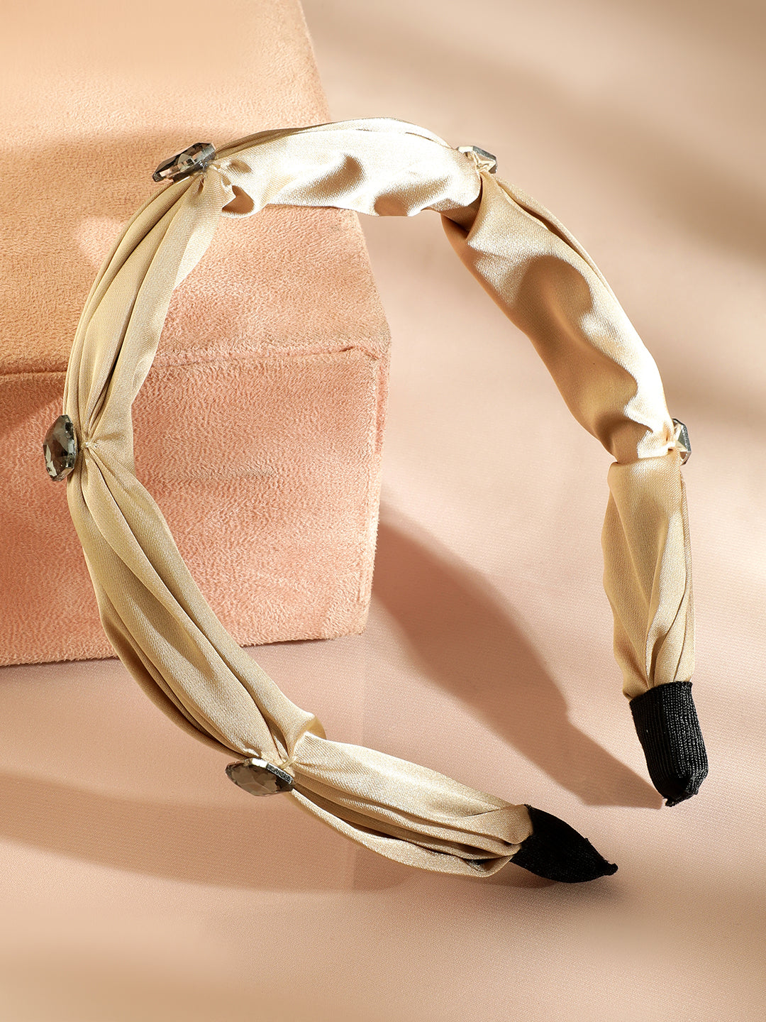 Stone Studded Beige Headband フリーサイズ