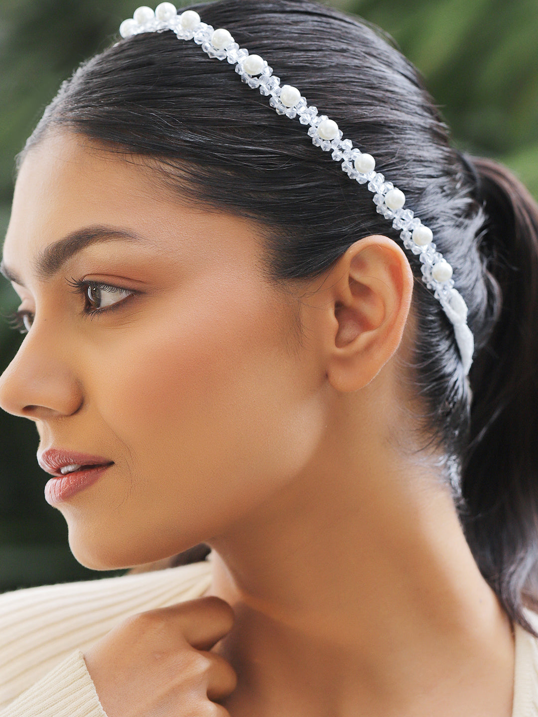 Gleaming Crystal & Pearl Hair Band フリーサイズ