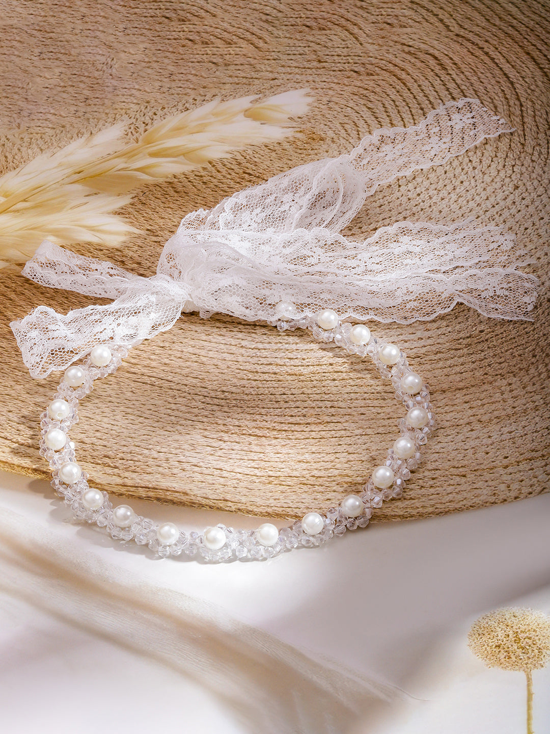 Gleaming Crystal & Pearl Hair Band フリーサイズ