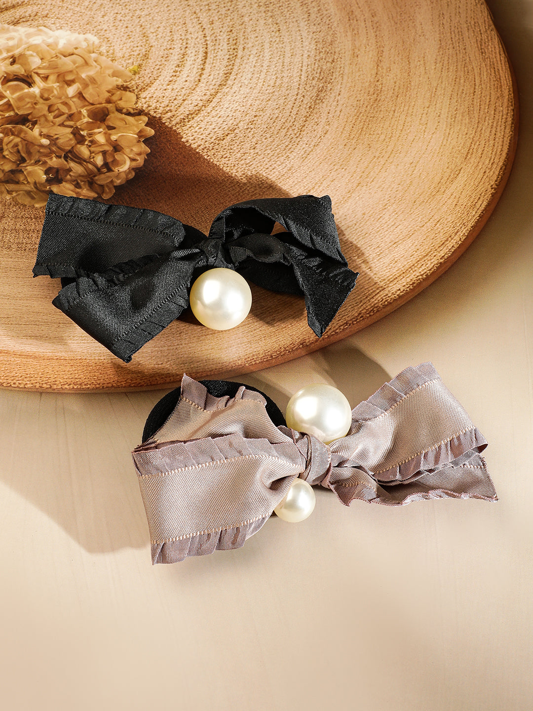 Statement Pearl Bow Hair Accessories フリーサイズ