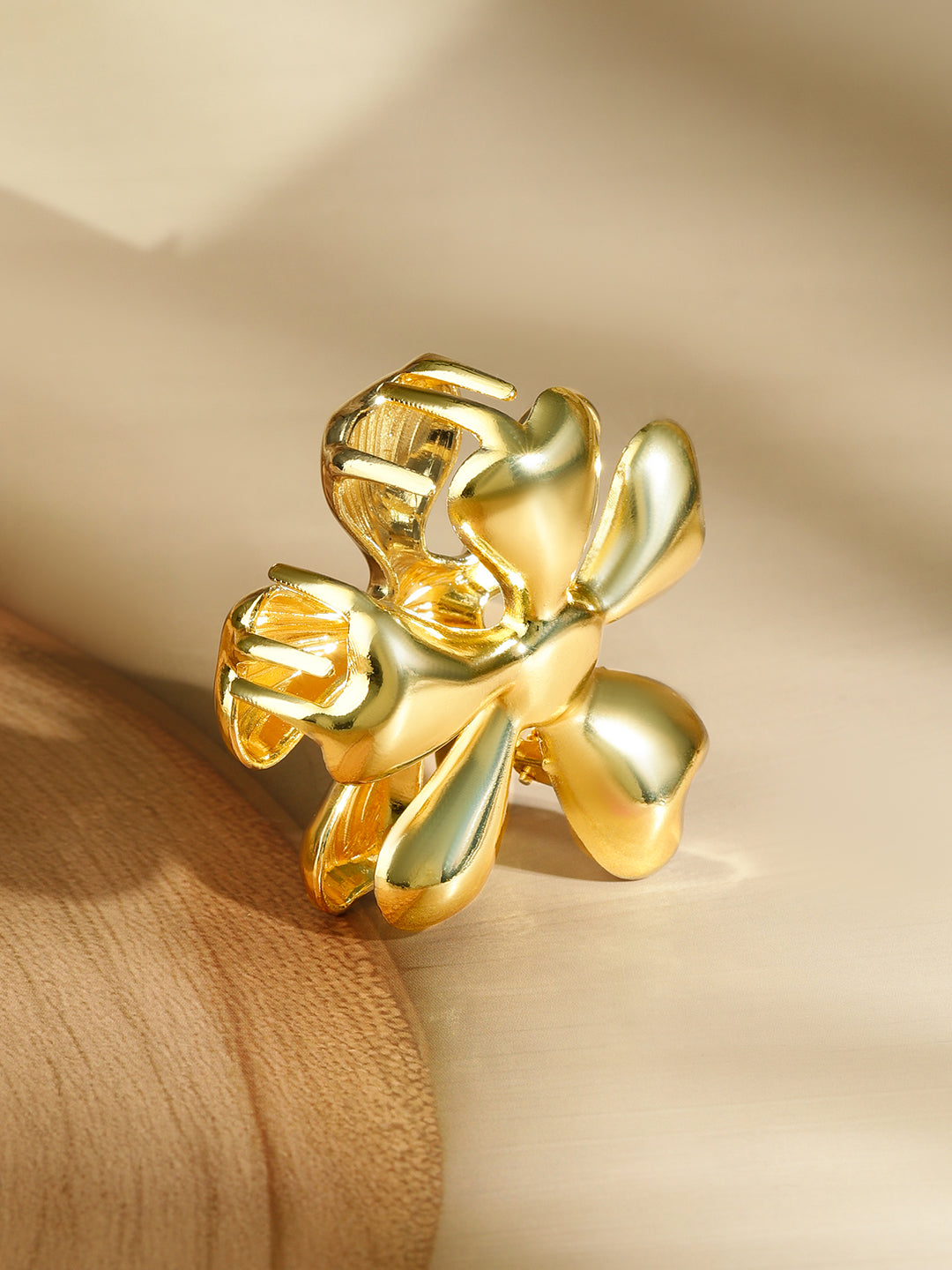 Floral Gold & Abstract Silver Hair Clips Dual Tone