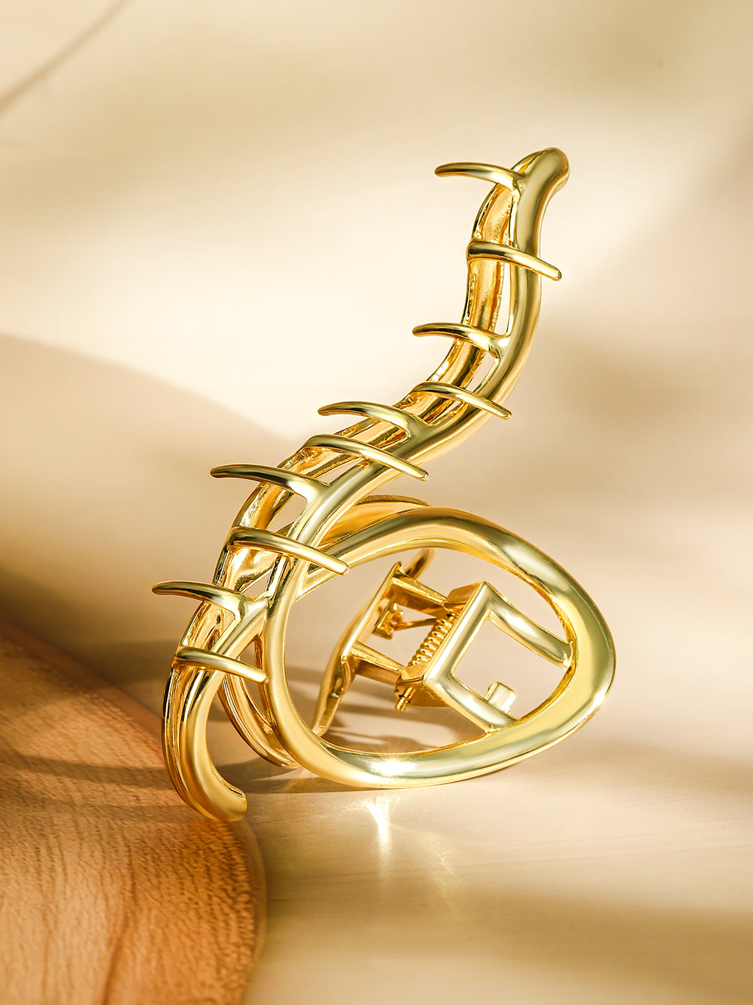 Abstract Curved Gold Hair Claw Clip Gold