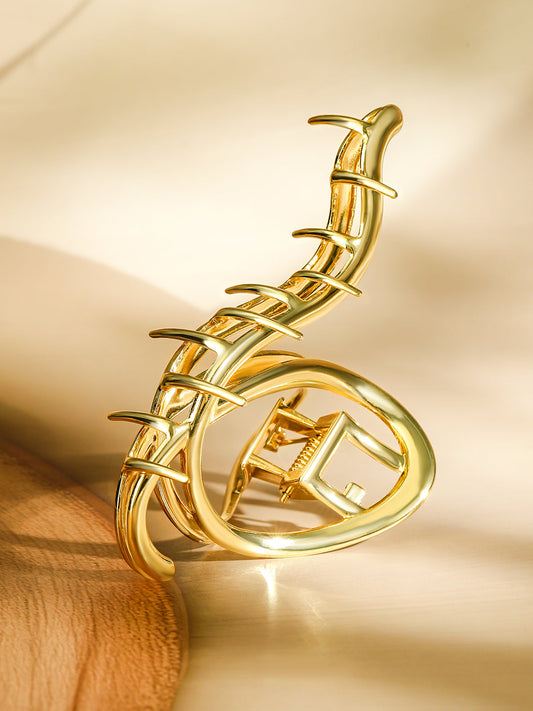 Abstract Curved Gold Hair Claw Clip Gold