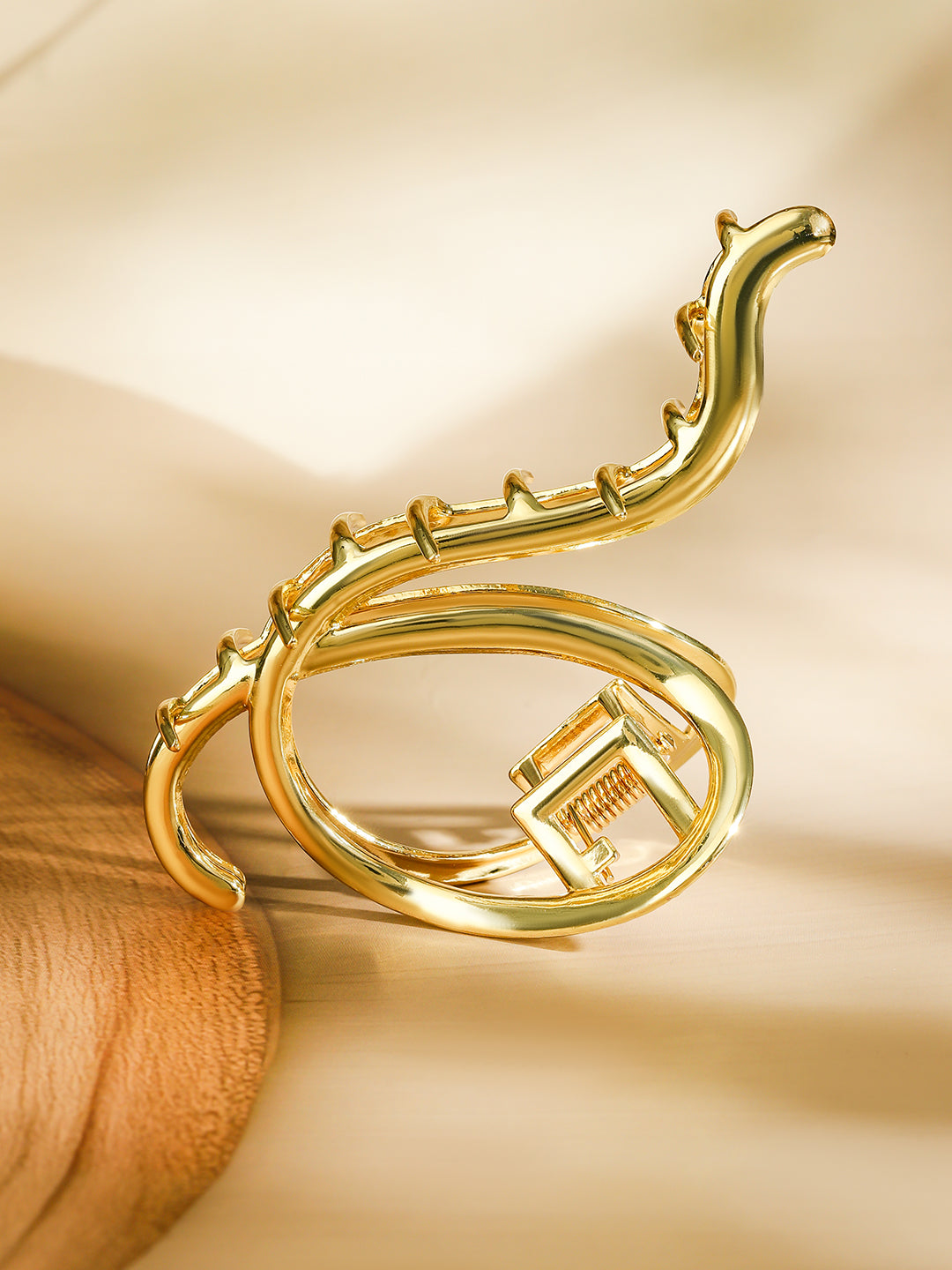 Abstract Curved Gold Hair Claw Clip Gold