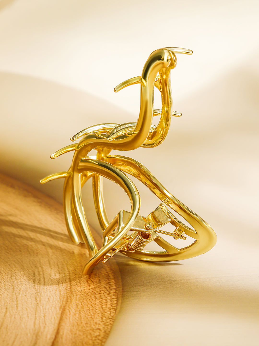 Abstract Curved Gold Hair Claw Clip Gold