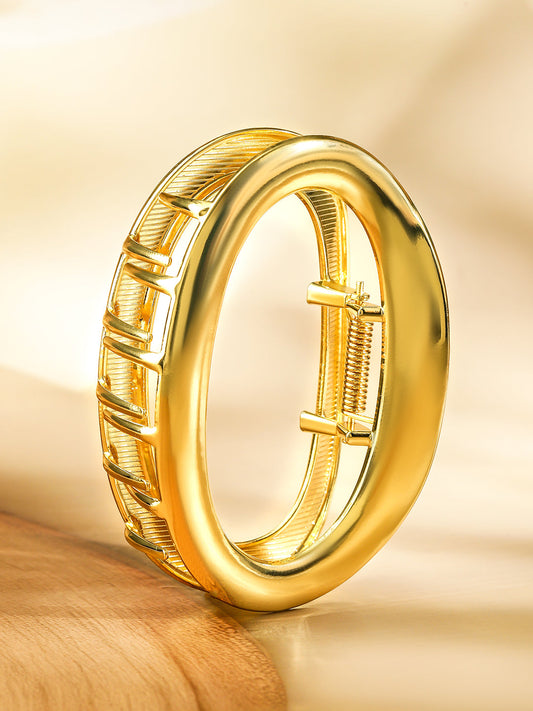 Oval Frame Golden Hair Clip Gold