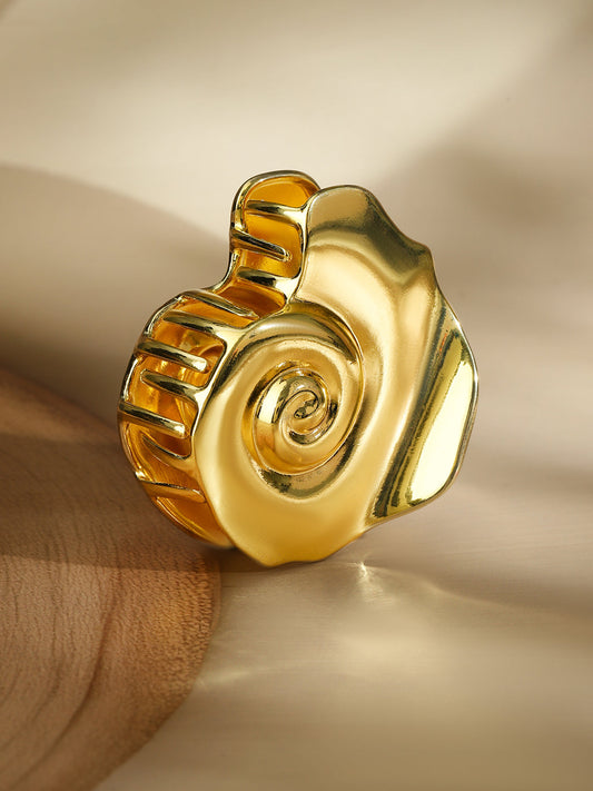 Gold Toned Abstract Claw Clip Gold