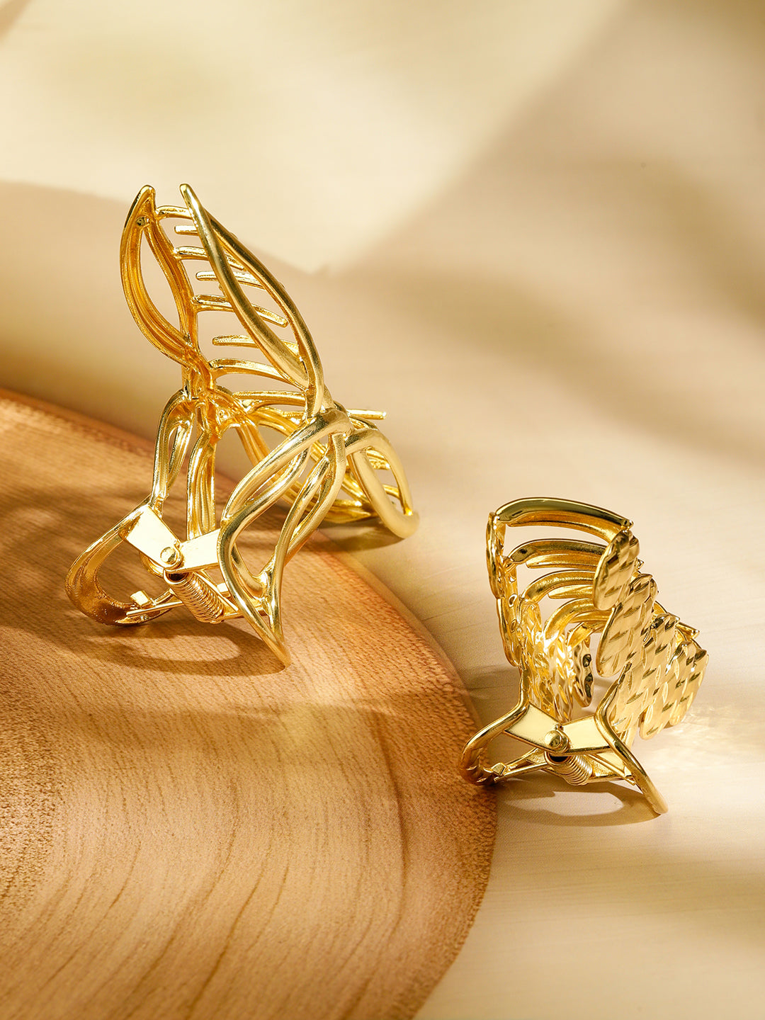 Gold Textured & Abstract Hair Claw Clips Gold