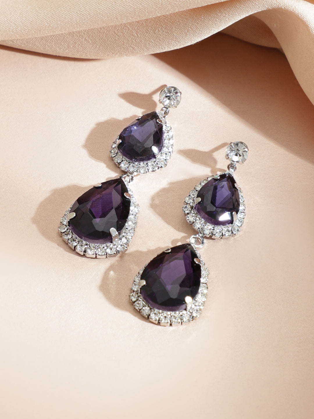 Purple American Diamond Zirconia Necklace Set フリーサイズ
