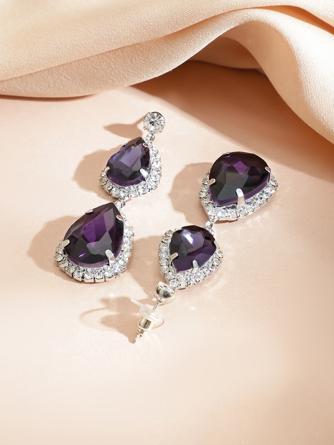 Purple American Diamond Zirconia Necklace Set フリーサイズ