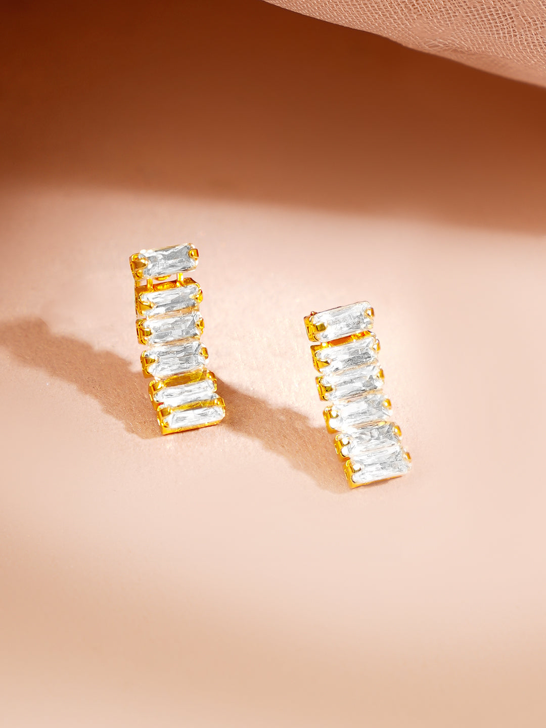 【Rubans】 Gold Plated Crystal Baguette Choker Necklace Set｜ゴールドメッキ クリスタル バゲット チョーカー ネックレスセット（引き紐タイプ）