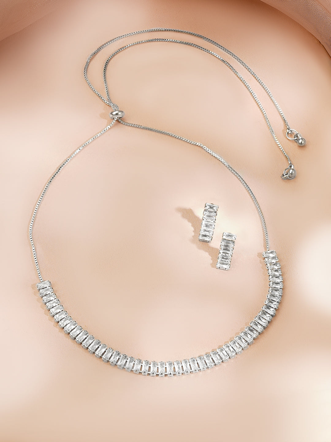 【Rubans】 Rhodium Plated American Diamond Zirconia Choker Set｜ロジウムメッキ アメリカンダイヤモンド チョーカーセット