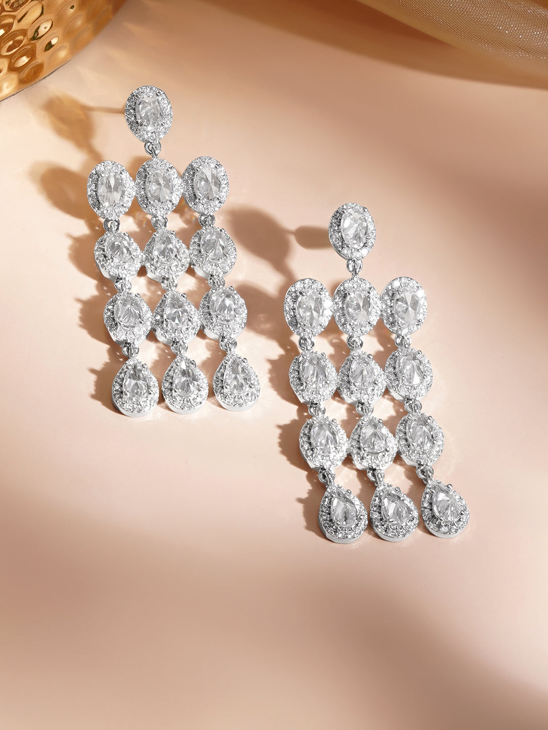 Crystal Cascade Tassel Dangler Earrings Length - 4.5 cm