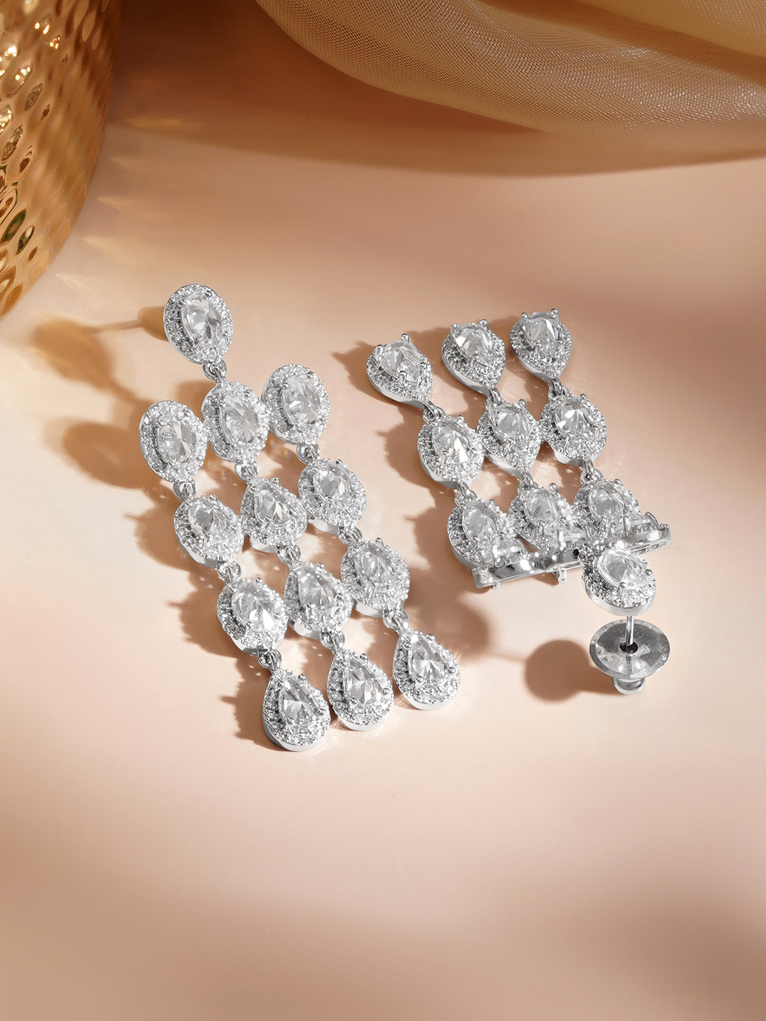 Crystal Cascade Tassel Dangler Earrings Length - 4.5 cm