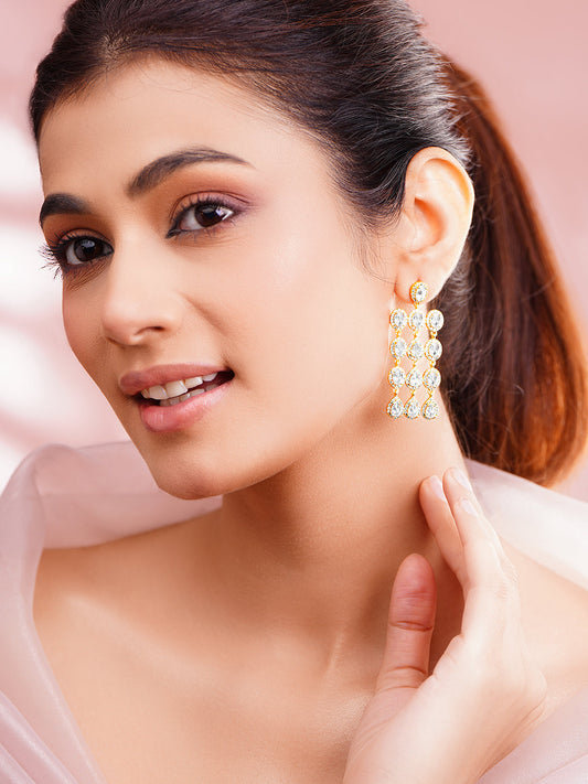 Golden Rush Crystal Chandelier Earrings Length - 4 cm