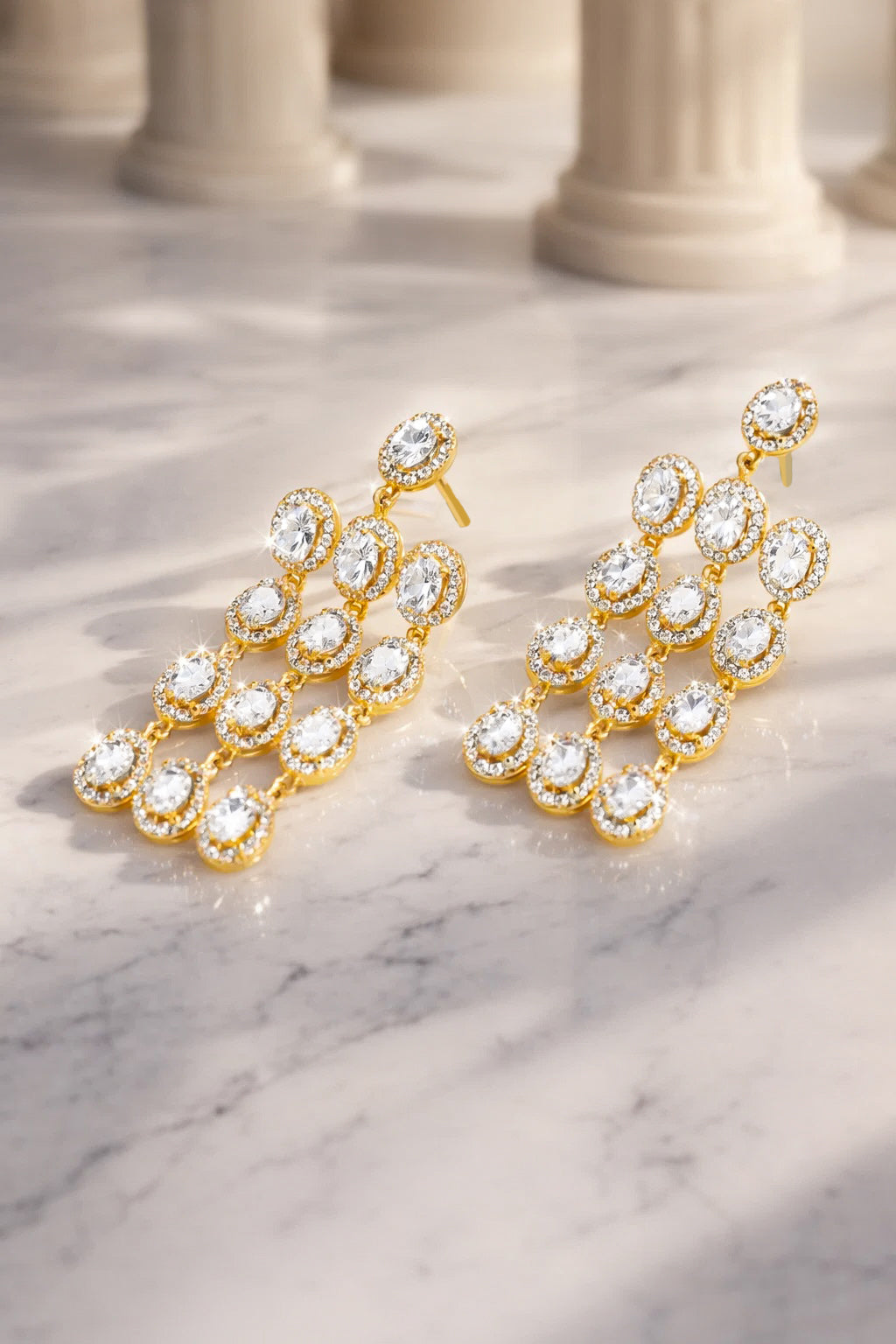 Golden Rush Crystal Chandelier Earrings Length - 4 cm