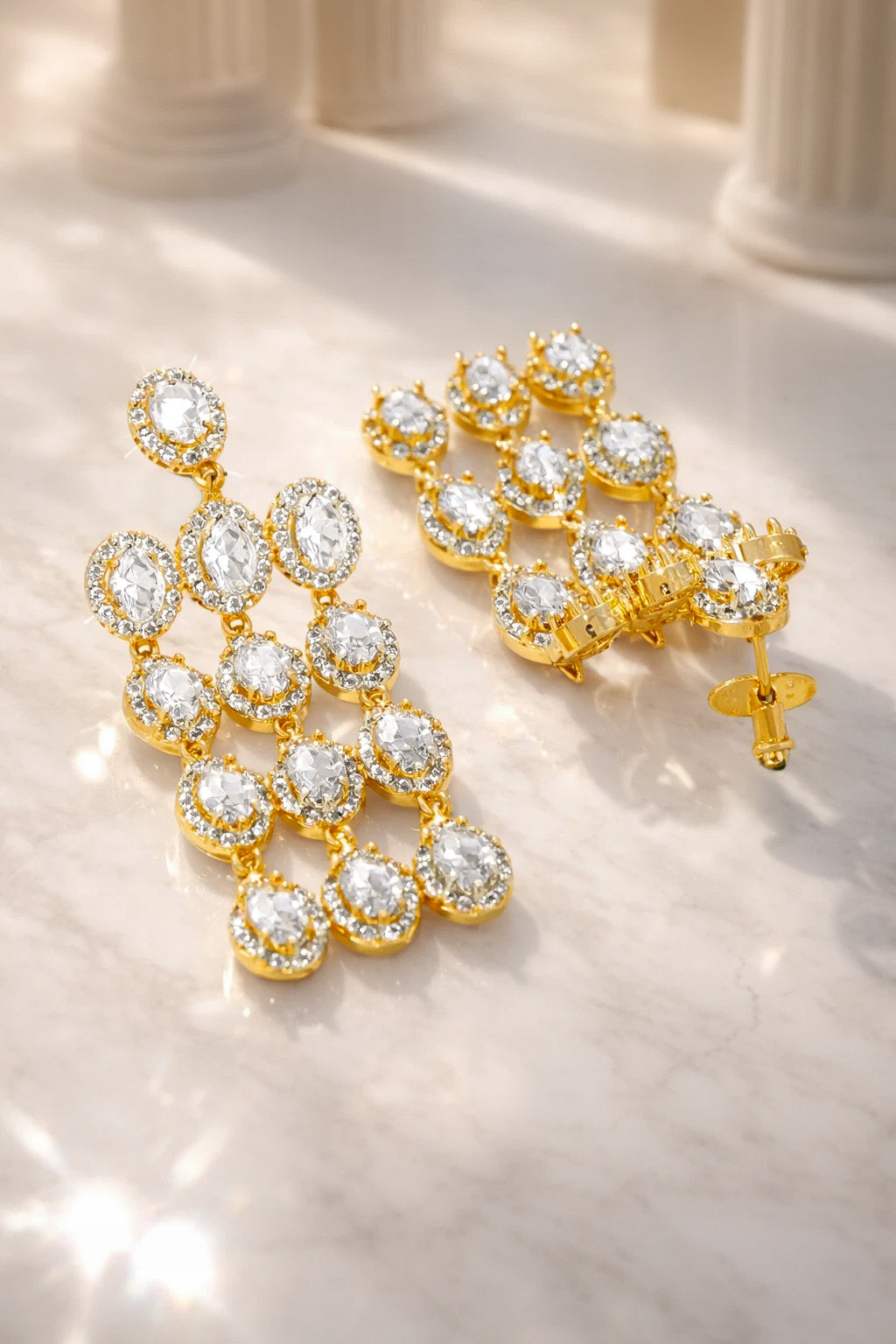 Golden Rush Crystal Chandelier Earrings Length - 4 cm