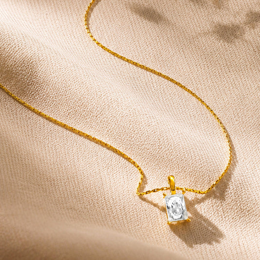 Demi Fine 18K Gold Plated Stainless Steel Solitaire Pendant Necklace フリーサイズ