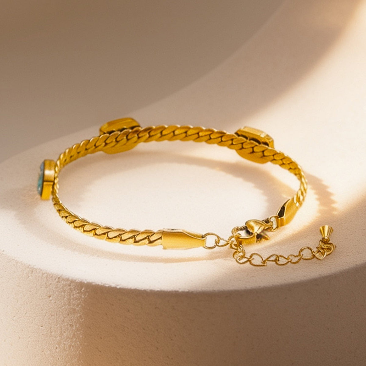 Demi Fine 18K Gold Plated Stainless Steel Rainbow Crystal Chain Bracelet フリーサイズ