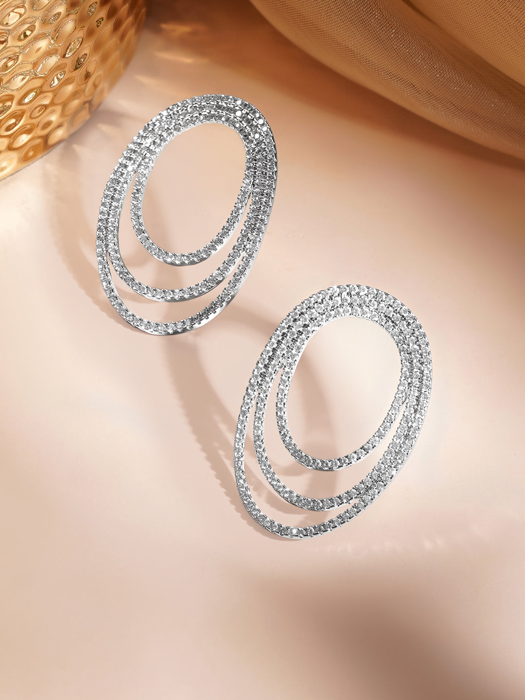 Midnight Spark Oval Statement Studs Length - 4 cm