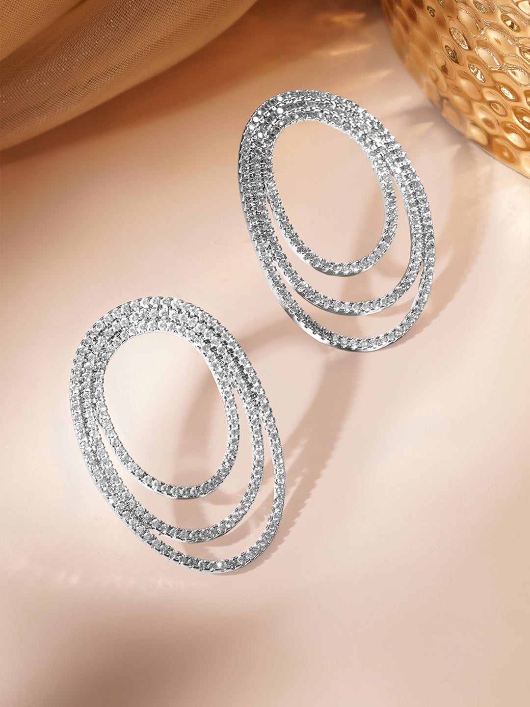 Midnight Spark Oval Statement Studs Length - 4 cm