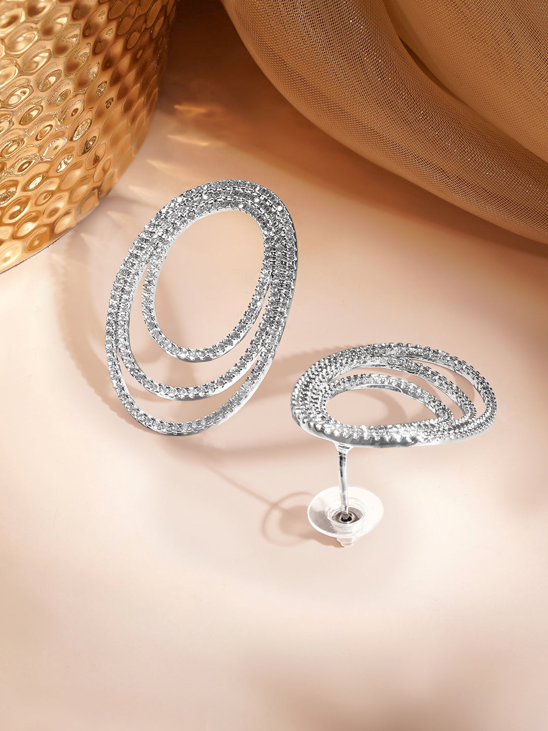 Midnight Spark Oval Statement Studs Length - 4 cm