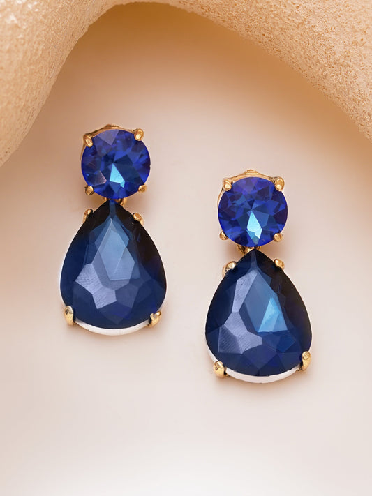 【Rubans】Gold Plated Midnight Sapphire Antique Crystal Teardrop Earrings｜ゴールドメッキ ミッドナイトサファイア アンティーク クリスタル ティアドロップピアス