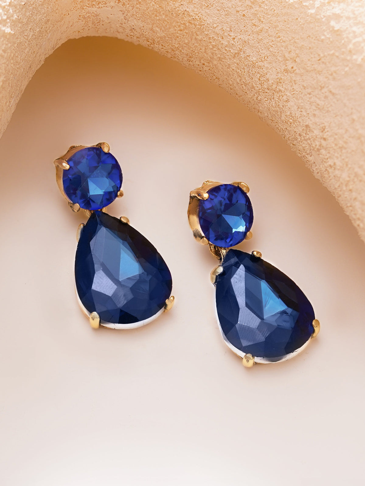 【Rubans】Gold Plated Midnight Sapphire Antique Crystal Teardrop Earrings｜ゴールドメッキ ミッドナイトサファイア アンティーク クリスタル ティアドロップピアス