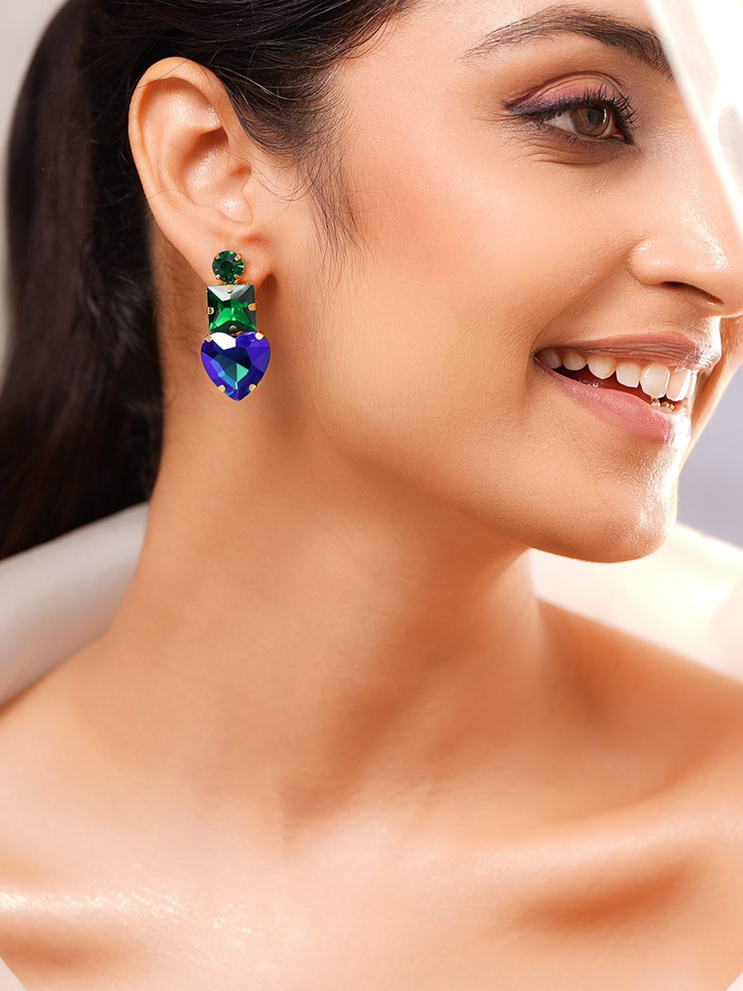 【Rubans】Gold Plated Crystal Cascade Drop Earrings｜ゴールドメッキ クリスタルカスケード ドロップピアス