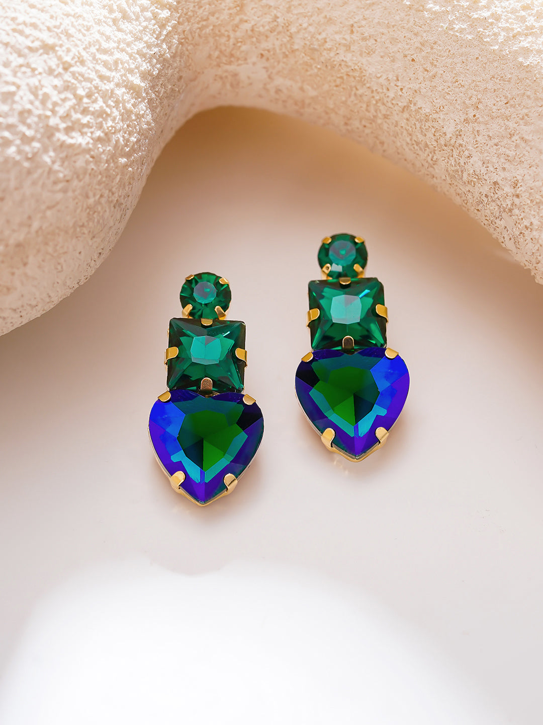 【Rubans】Gold Plated Crystal Cascade Drop Earrings｜ゴールドメッキ クリスタルカスケード ドロップピアス