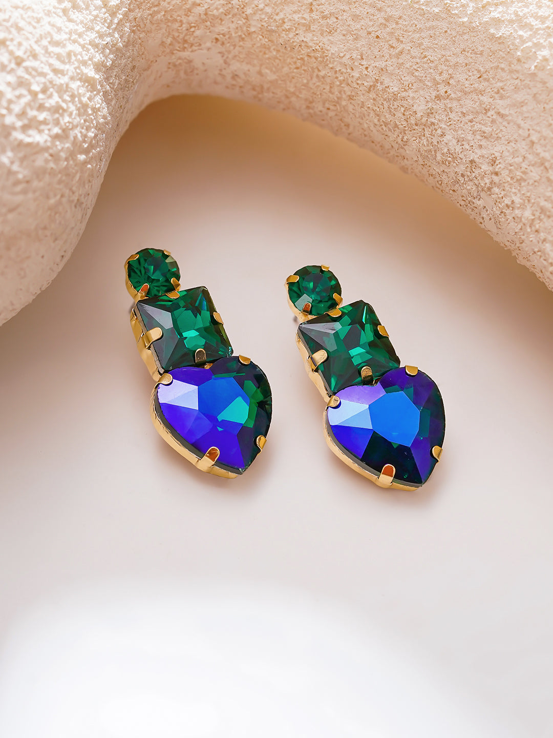 【Rubans】Gold Plated Crystal Cascade Drop Earrings｜ゴールドメッキ クリスタルカスケード ドロップピアス