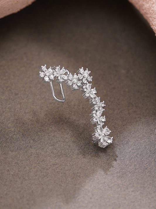 【Rubans】 Rhodium Plated Crystal Blossom Vine Ear Cuff｜ロジウムメッキ クリスタル ブロッサムヴァイン イヤーカフ
