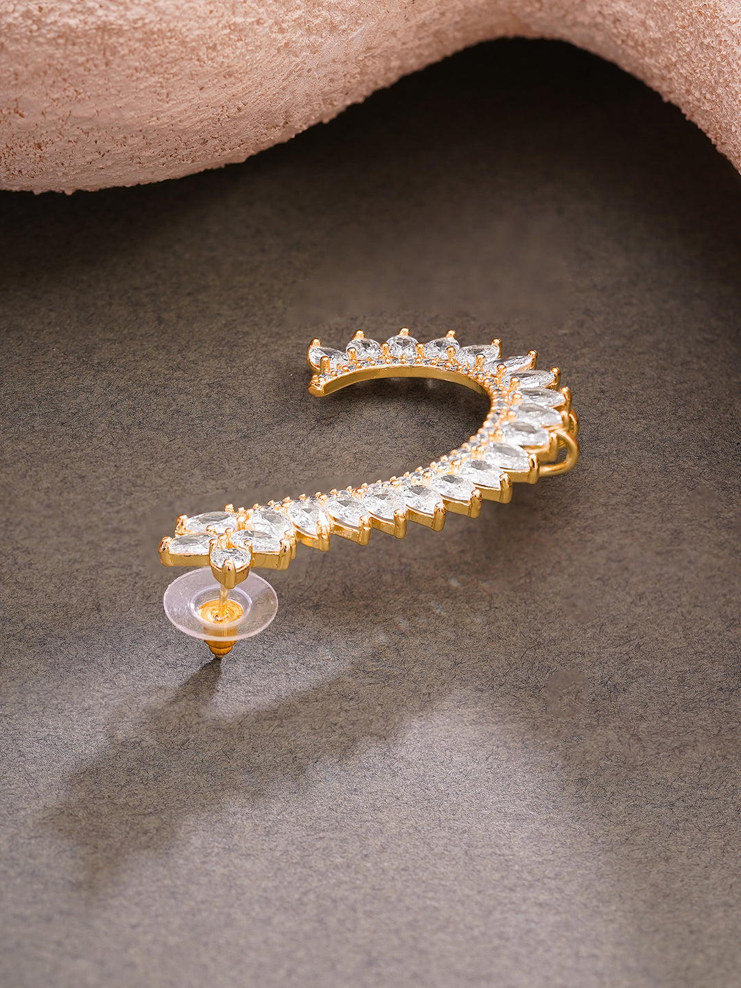 【Rubans】 Gold Plated Crystal Vine Ear Cuff Earrings｜ゴールドメッキ クリスタル ヴァイン イヤーカフ イヤリング