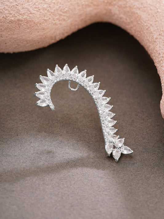 【Rubans】 Rhodium Plated Crystal Vine Ear Cuff Earrings｜ロジウムメッキ クリスタル ヴァイン イヤーカフ イヤリング