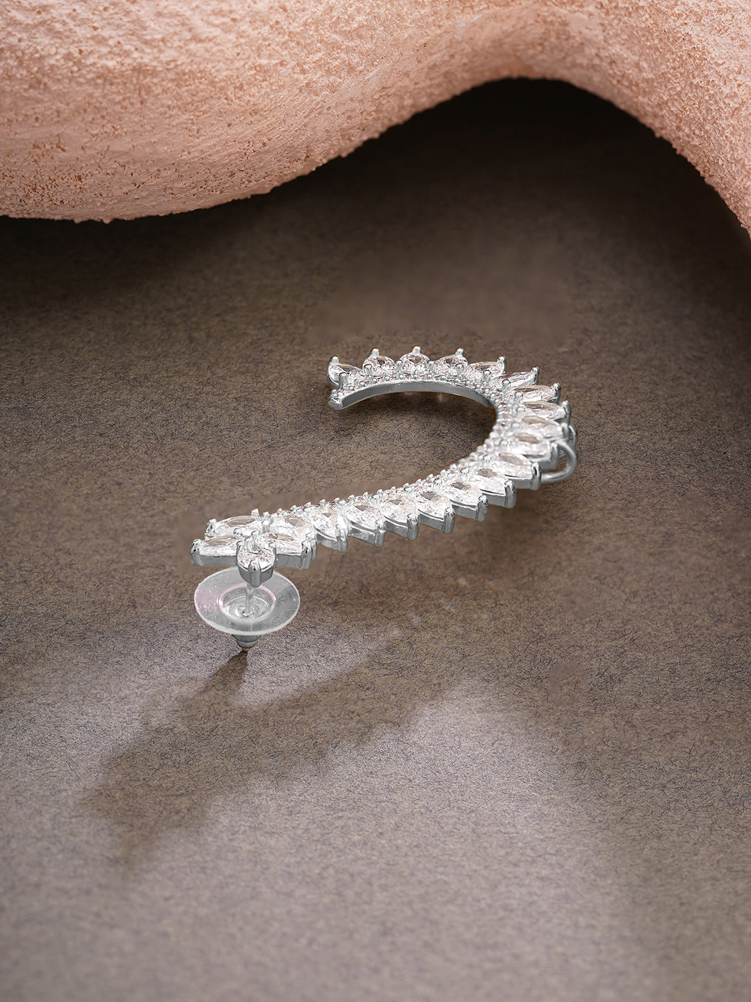 【Rubans】 Rhodium Plated Crystal Vine Ear Cuff Earrings｜ロジウムメッキ クリスタル ヴァイン イヤーカフ イヤリング