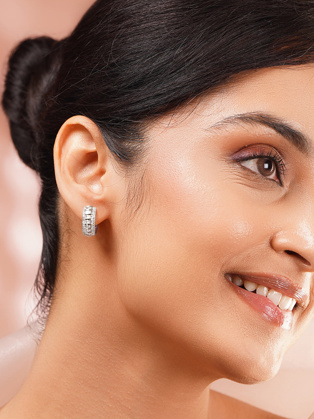 【Rubans】 Gold Plated American Diamond Zirconia Hoop Earrings｜ゴールドメッキ アメリカンダイヤモンド ジルコニア フープイヤリング