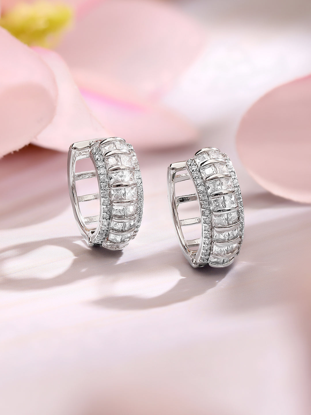 【Rubans】 Gold Plated American Diamond Zirconia Hoop Earrings｜ゴールドメッキ アメリカンダイヤモンド ジルコニア フープイヤリング