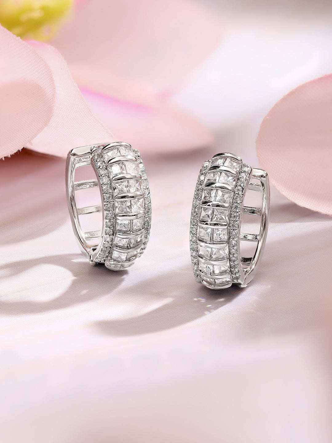 【Rubans】 Gold Plated American Diamond Zirconia Hoop Earrings｜ゴールドメッキ アメリカンダイヤモンド ジルコニア フープイヤリング