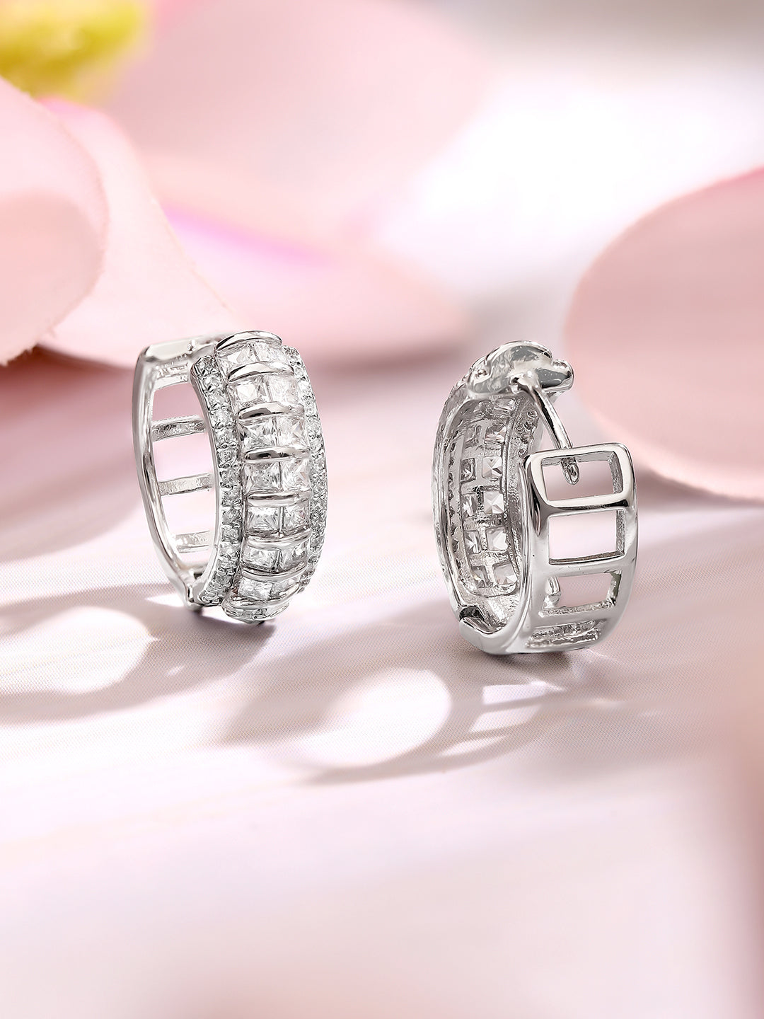 【Rubans】 Gold Plated American Diamond Zirconia Hoop Earrings｜ゴールドメッキ アメリカンダイヤモンド ジルコニア フープイヤリング