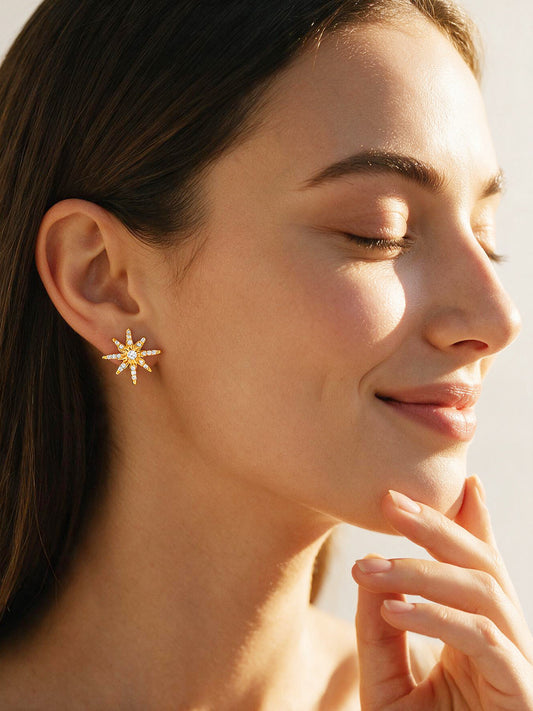 【Rubans】 Gold Plated Celestial Starburst Stud Earrings｜ゴールドメッキ セレスティアル スターバースト スタッドイヤリング