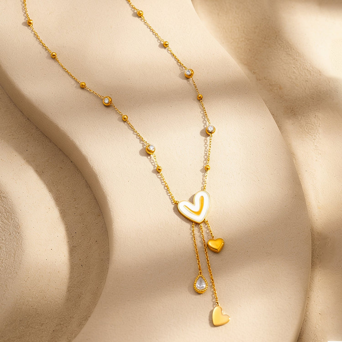 Demi Fine 18K Gold Plated Stainless Steel Heart Charm Pendant Necklace フリーサイズ
