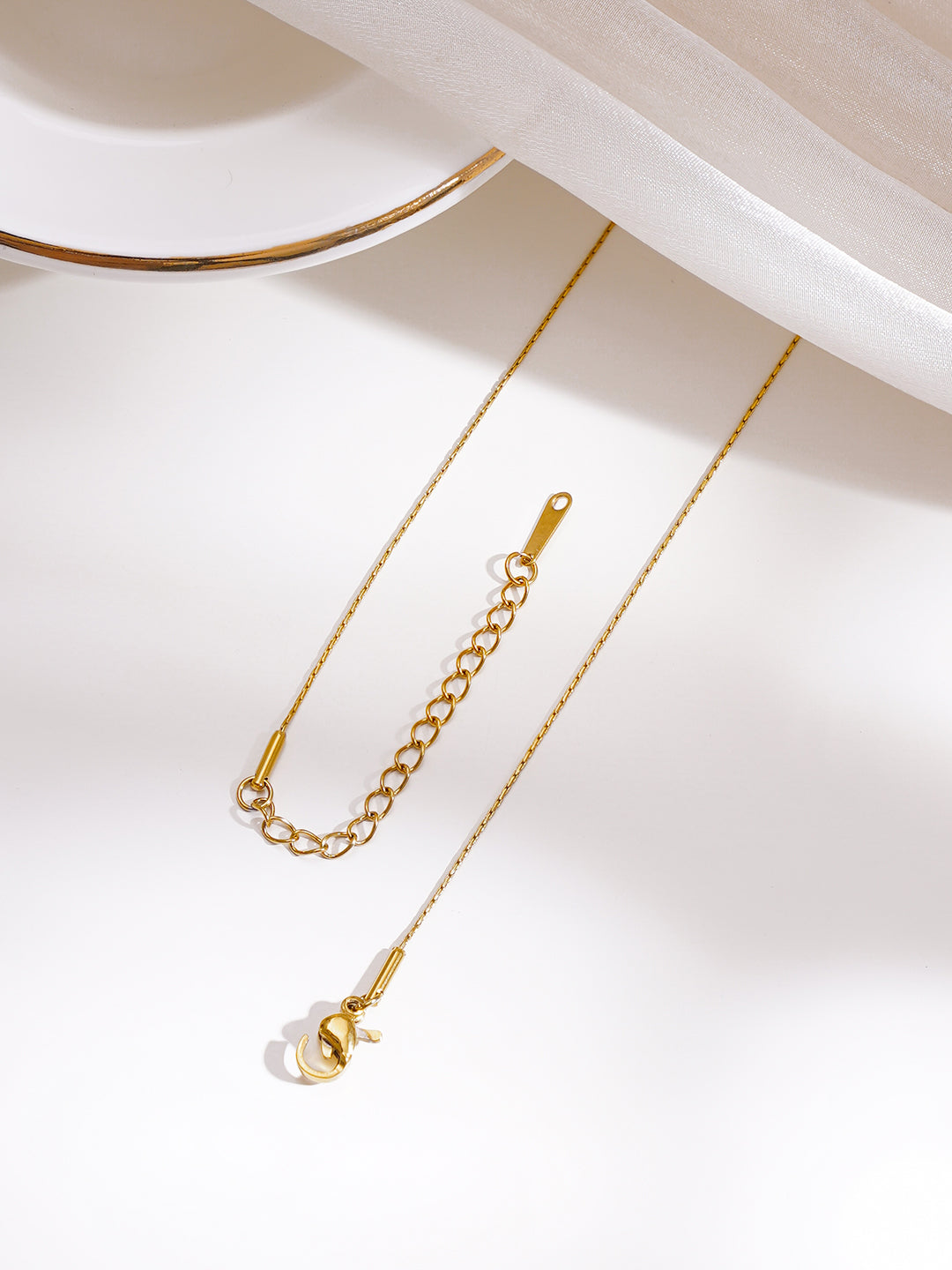 Demi Fine 18K Gold Plated Stainless Steel Crystal Heart Pendant Chain フリーサイズ