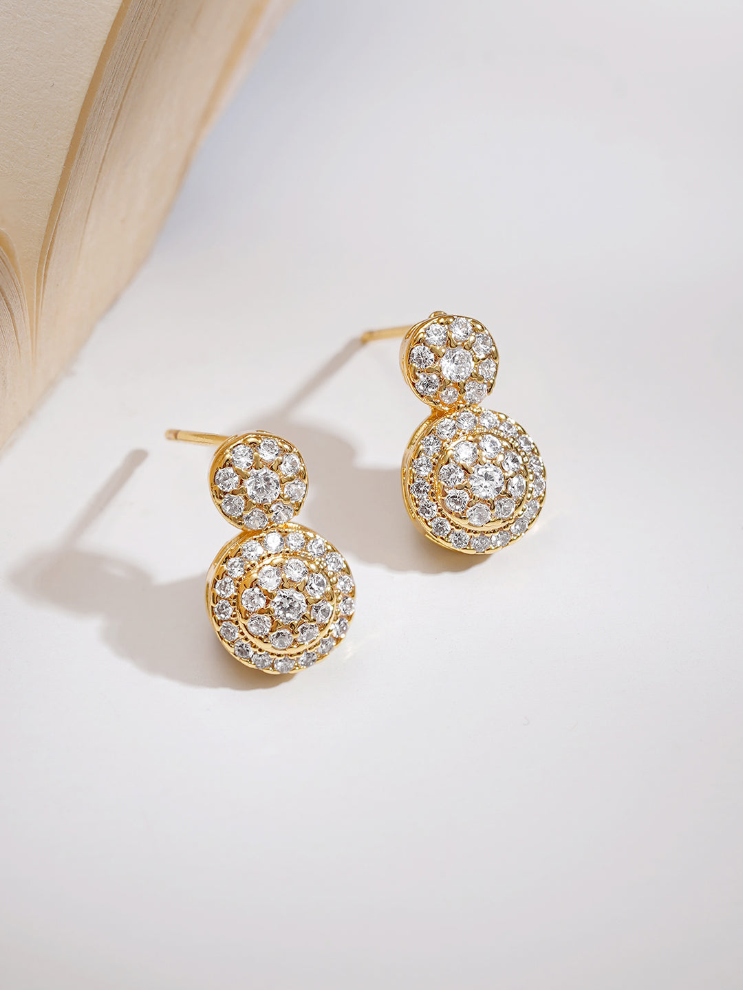 【Rubans】 Gold Plated American Diamond Zirconia Circular Drop Pendant Set｜ゴールドメッキ アメリカンダイヤモンド ジルコニア サークルドロップ ペンダントセット