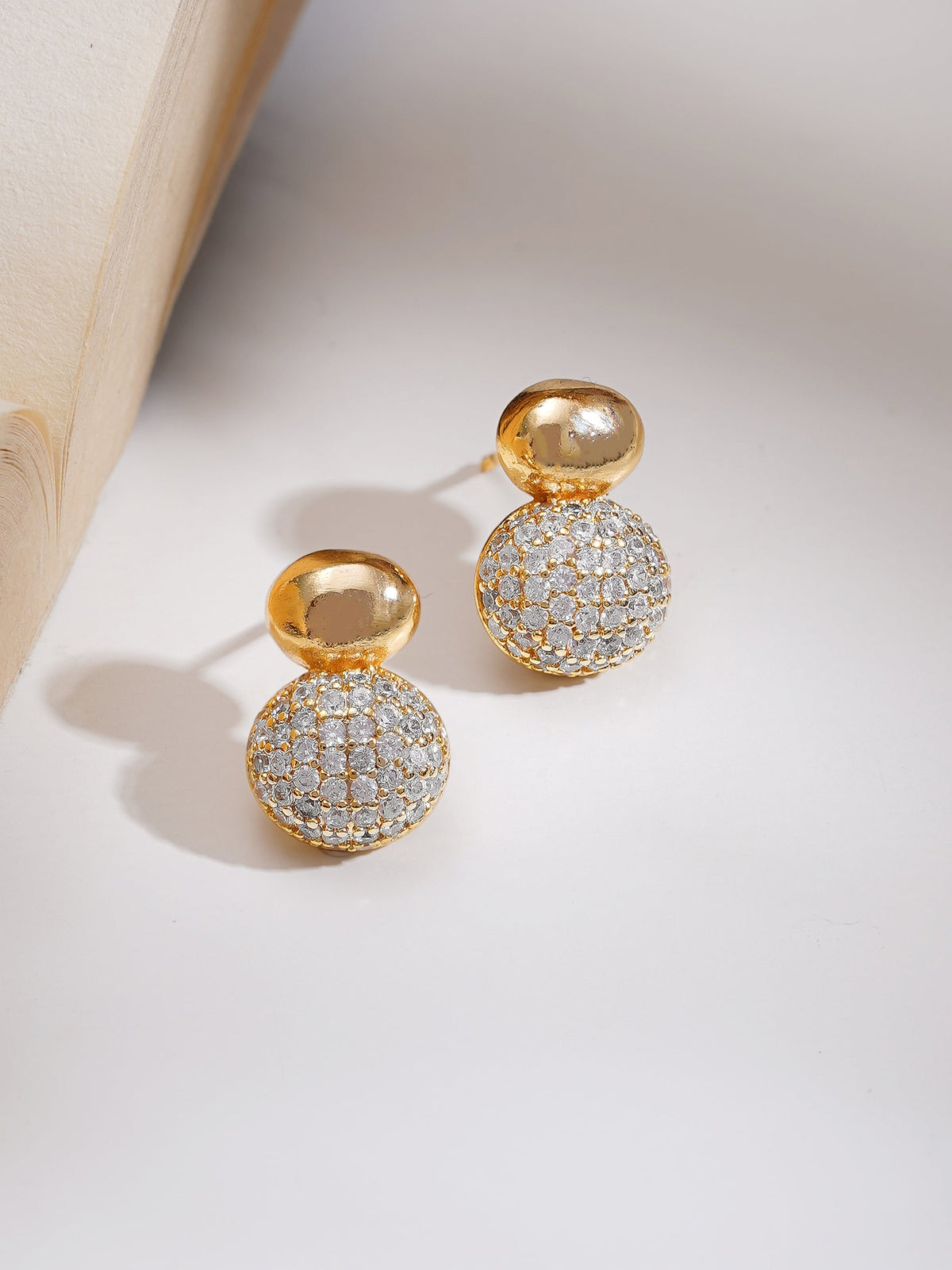 【Rubans】 Gold Plated American Diamond Zirconia circular Drop Pendant Set｜ゴールドメッキ アメリカンダイヤモンド ジルコニア サークルドロップ ペンダントセット