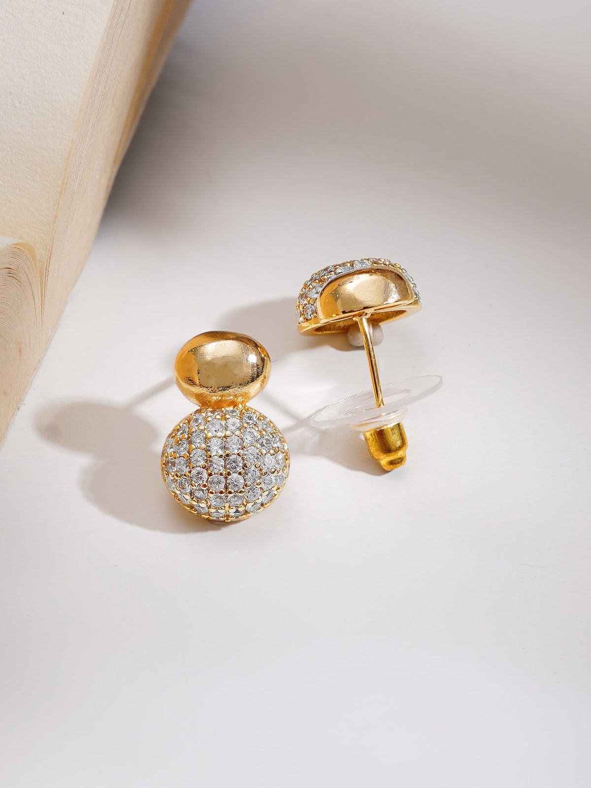 【Rubans】 Gold Plated American Diamond Zirconia circular Drop Pendant Set｜ゴールドメッキ アメリカンダイヤモンド ジルコニア サークルドロップ ペンダントセット（太め）