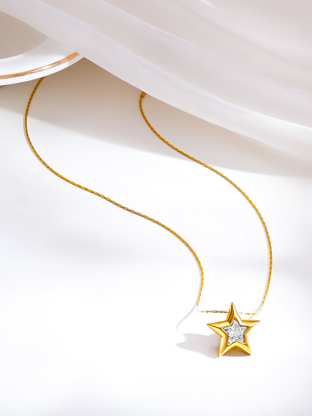 Demi Fine 18K Gold Plated Stainless Steel Crystal Star Pendant Necklace フリーサイズ
