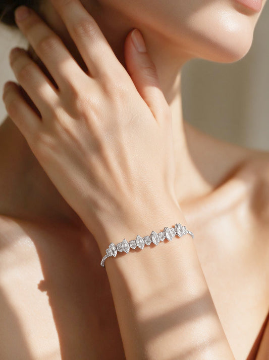 【Rubans】Rhodium Plated Crystal Adjustable Chain Bracelet｜ロジウムメッキ クリスタル アジャスタブル チェーンブレスレット