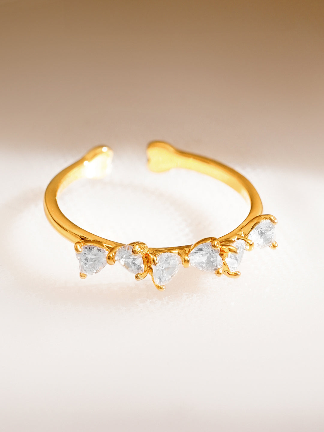 【Rubans】 925 Fine Silver Gold Plated American Diamond Zirconia Ring｜925 ファインシルバー ゴールドプレーテッド アメリカンダイヤモンド ジルコニア オープンリング｜フリーサイズ