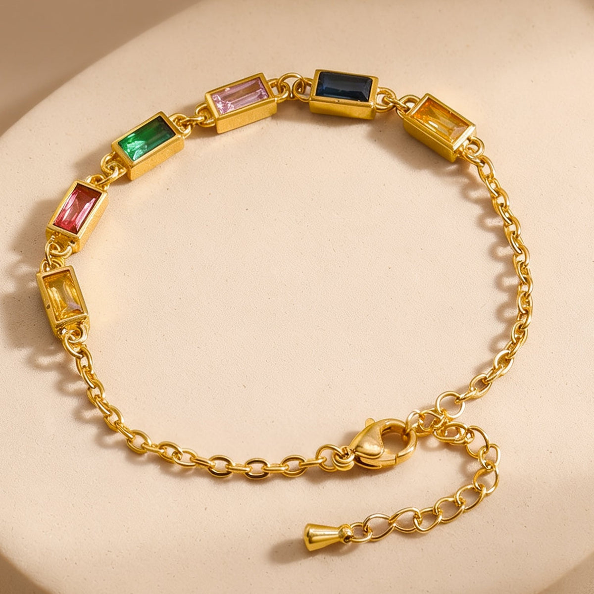 Demi Fine 18K Gold Plated Stainless Steel Multicolor Crystal Bracelet フリーサイズ