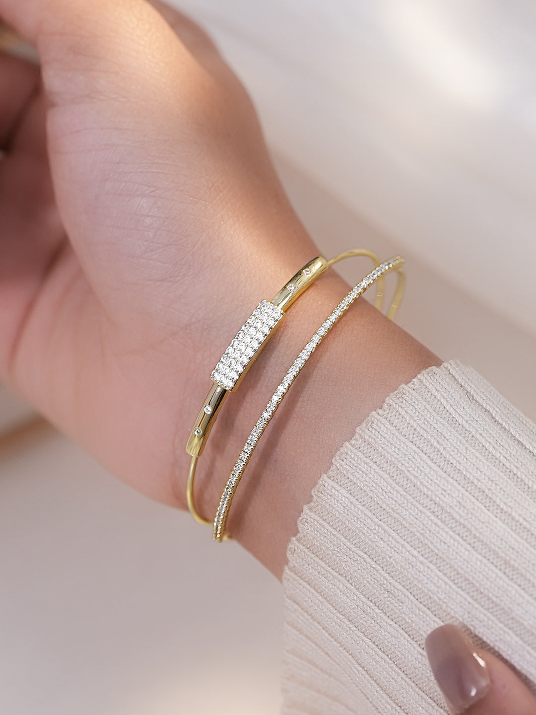 【Rubans】 Gold Plated Dual Layered Bracelet｜ゴールドメッキ 2連 ブレスレット